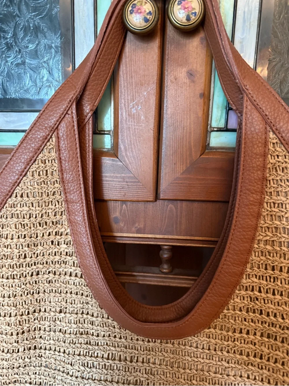 Banana Republic Factory Straw Hobo Tote Bag Woven Summer Beach Carryall tan